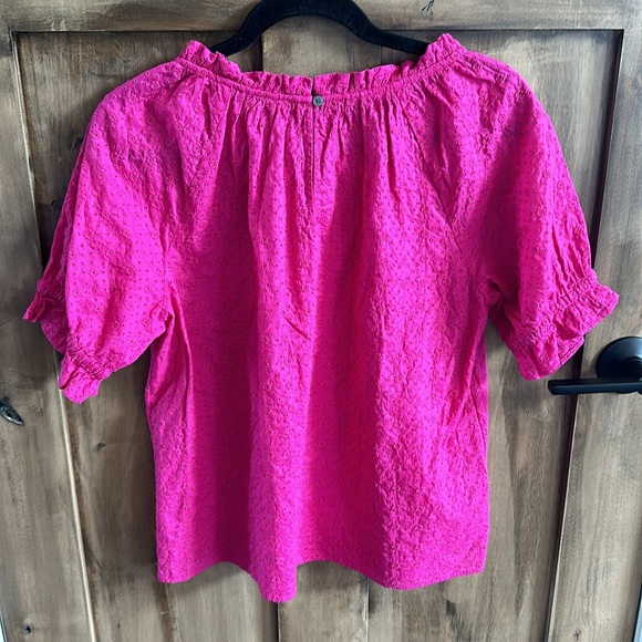 Loft Fuchsia Pink Eyelet Ruffle Top - Picture 11 of 12